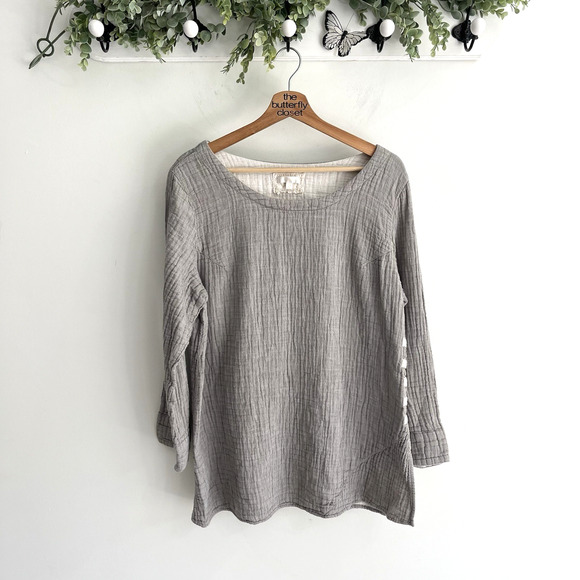 Kleen Gray Textured Long Sleeve Blouse Size XL 55000 - Picture 1 of 4